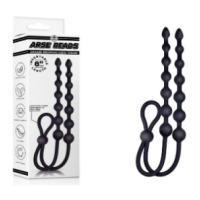ARSE BEADS ADJUSTABLE COCK RING WITH 8" DOUBLE BALL BEADS